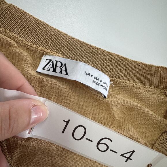 Zara Sweater Womens Small V Neck Lightweight Pullover Long Sleeve Modal Blend To - Picture 3 of 7